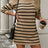 Striped Mock Neck Long Sleeve Mini Dress - V.I.P Digital Presence