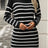 Striped Mock Neck Long Sleeve Mini Dress - V.I.P Digital Presence