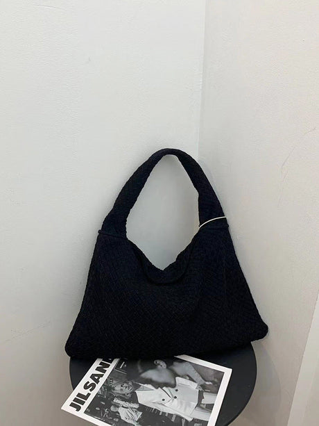 Suede woven tote bag simple and fashionable handbag underarm single shoulder bag large capacity suction buckle - V.I.P Digital Presence