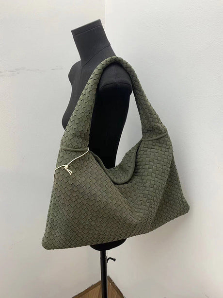 Suede woven tote bag simple and fashionable handbag underarm single shoulder bag large capacity suction buckle - V.I.P Digital Presence