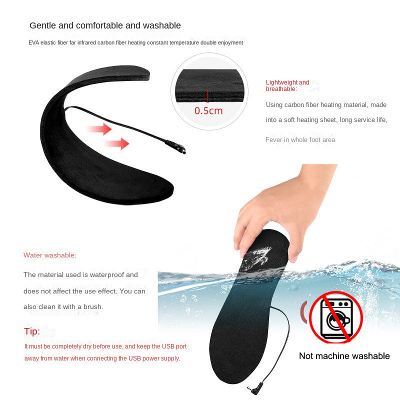 USB heating insole warm feet treasure charging heating washable size tailoring full soled warm feet electric heating insole - V.I.P Digital Presence