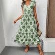 Vacation style loose deep V-neck printed long dress - V.I.P Digital Presence
