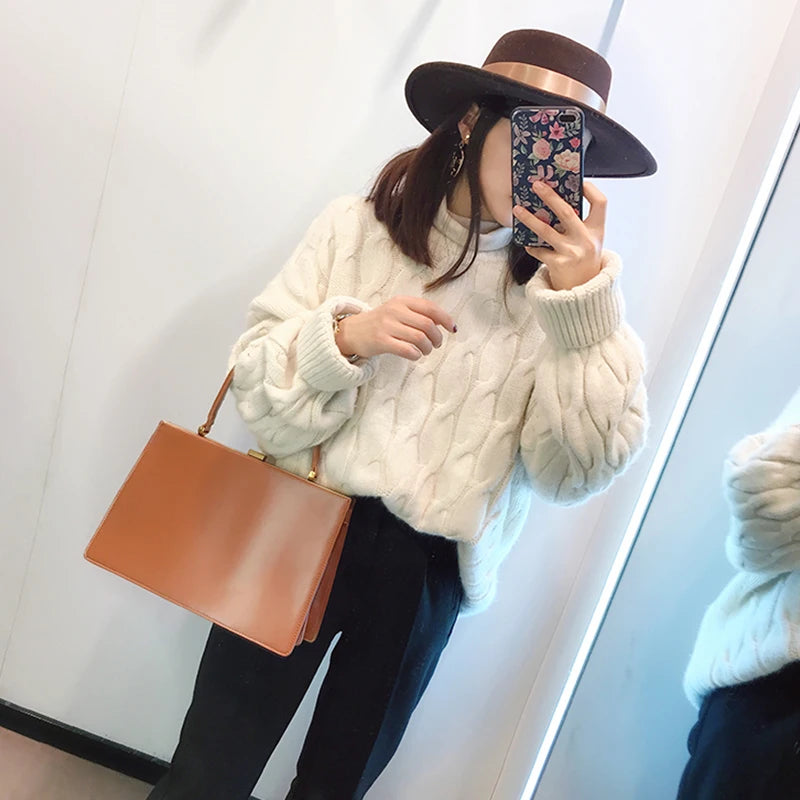 Vintage Big Clip Women Handbags Designer Casual Female Large Capacity Tote Luxury Pu Leather Handbag Ladies Fashion Purses - V.I.P Digital Presence