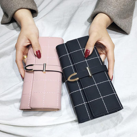 Wallets Long With Plaid PU Leather Fashion Hasp Coin Purse Phone Bag 10 Card Holders Female Wallet for girls ladies - V.I.P Digital Presence