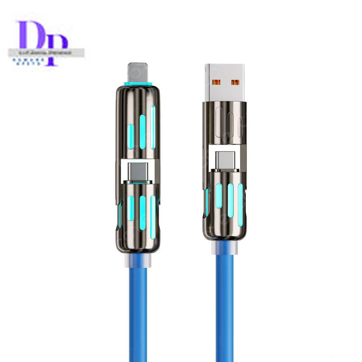 Usb、Type C, Lightning-Max 240W Fast Charging and Data Sync  4-In-1 Multi-Function USB Charging Cable for Iphone 16/15, Ipad