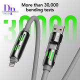 Usb、Type C, Lightning-Max 240W Fast Charging and Data Sync  4-In-1 Multi-Function USB Charging Cable for Iphone 16/15, Ipad