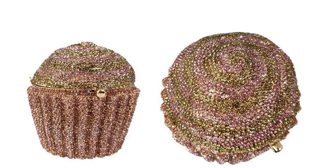 Women Blue Cupcake Evening Bag Crystal Clutch Purses Wedding Bridal Rhinestone Handbag Party Minaudiere Bag - V.I.P Digital Presence