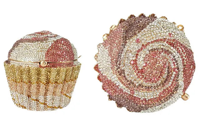 Women Blue Cupcake Evening Bag Crystal Clutch Purses Wedding Bridal Rhinestone Handbag Party Minaudiere Bag - V.I.P Digital Presence