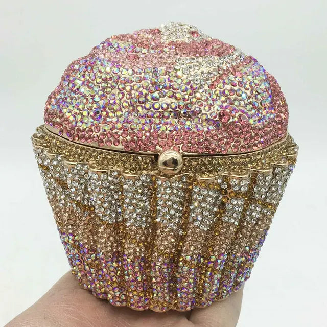 Women Blue Cupcake Evening Bag Crystal Clutch Purses Wedding Bridal Rhinestone Handbag Party Minaudiere Bag - V.I.P Digital Presence
