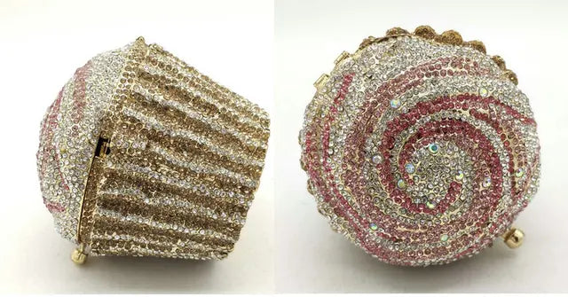 Women Blue Cupcake Evening Bag Crystal Clutch Purses Wedding Bridal Rhinestone Handbag Party Minaudiere Bag - V.I.P Digital Presence