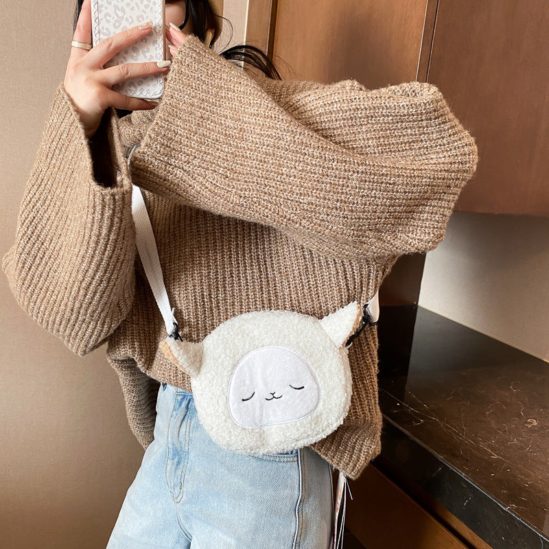 Women's Bag Autumn/Winter New Cute Doll Women's Shoulder Bag Fashionable and Stylish Crossbody Plush Small Round Bag Student Bag - V.I.P Digital Presence