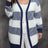 Women's contrasting striped spliced woven sweater long sleeved women's casual cardigan jacket - V.I.P Digital Presence
