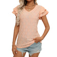 Women's European and American V-neck sweet short sleeved T-shirt hollowed out top - V.I.P Digital Presence