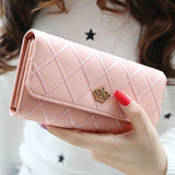 Womens Wallets and Purses Plaid PU Leather Long Wallet Hasp Phone Bag Money Coin Pocket Card Holder Female Wallets Purse - V.I.P Digital Presence
