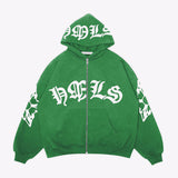 Zipper hoodie Gothic letter printed hoodie oversized hoodie - V.I.P Digital Presence