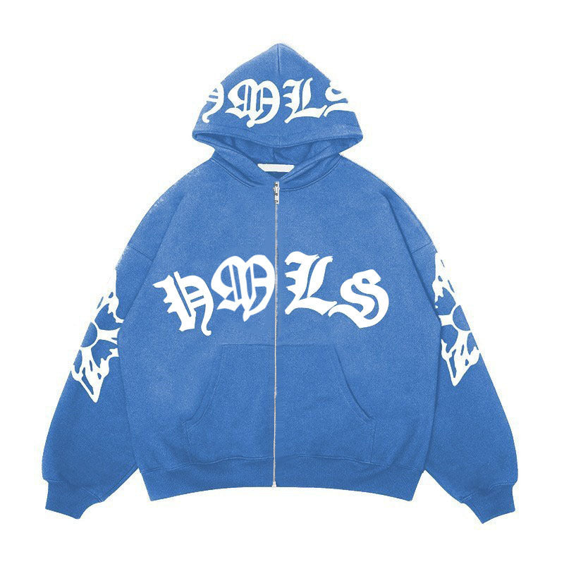 Zipper hoodie Gothic letter printed hoodie oversized hoodie - V.I.P Digital Presence