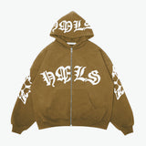 Zipper hoodie Gothic letter printed hoodie oversized hoodie - V.I.P Digital Presence