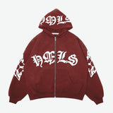 Zipper hoodie Gothic letter printed hoodie oversized hoodie - V.I.P Digital Presence