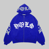 Zipper hoodie Gothic letter printed hoodie oversized hoodie - V.I.P Digital Presence