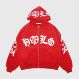 Zipper hoodie Gothic letter printed hoodie oversized hoodie - V.I.P Digital Presence